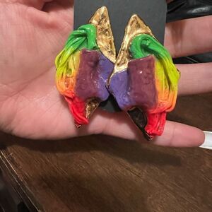 VINTAGE AMY LACOMBE PIERCED EARRINGS NEON COLORS